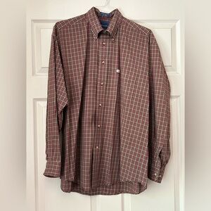 Faconnable Men's Red and Green Checkered Shirt